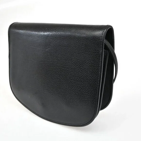 CHRISTIAN DIOR Logo Honey Comb Mini Shoulder Bag PVC Leather Black